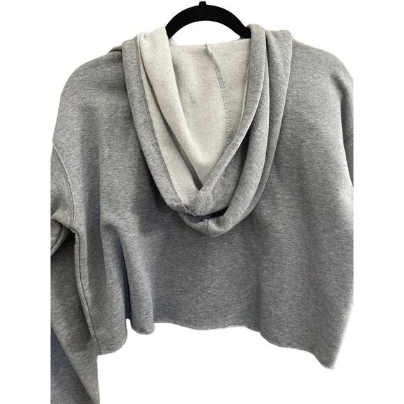 Wild Fable Women's Small Heather Gray Cropped Hoodie Oversize Drawstring #1607 - Picture 5 of 9